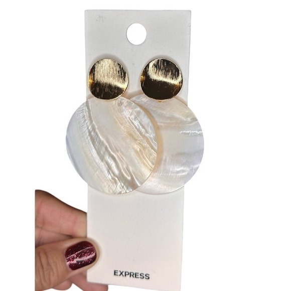 Express Jewelry - Express Gold Tone Round Mother of Pearl Statement Earrings NWT